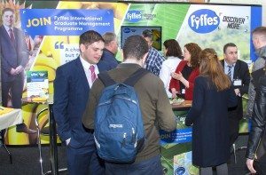 Fyffes sales & marketing manager, Emma Hunt-Duffy and managing director, Gerry Cunningham prepare to welcome some 7,000 students to the Fyffes stand at the Agri Careers Fair held at the RDS, Dublin