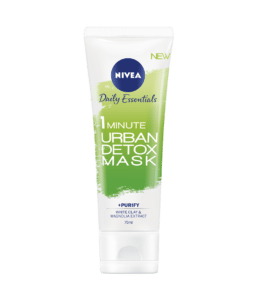 Nivea’s 1 Minute Urban Skin Detox Face Mask attracts oil, sebum and dirt out of the skin, enabling the skin to breathe freely again