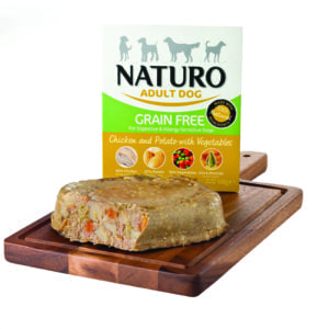 Each of the three flavours of Naturo, including Chicken, Duck and Turkey, each contain 50% high quality meat chunks along with fruit and vegetables in a herb gravy