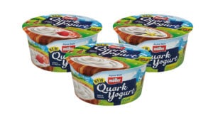 The Müller Quark Yogurt range is available in three flavours; Plain, Strawberry and Vanilla
