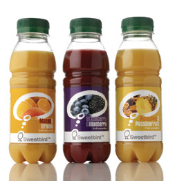 Sweetbird 100% Real Fruit Smoothies use flash pasteurisation to give at least three months shelf life