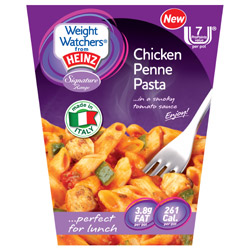 The recently launched Weight Watchers from Heinz Lunch Boxes come in two tasty varieties; Creamy Mushroom Rigatoni with Green Peas and Chicken Penne Pasta in a Smokey tomato Sauce