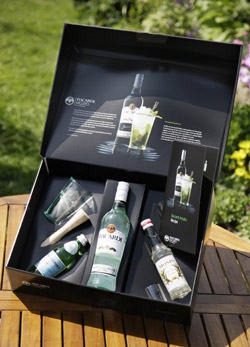 Barcardi’s limited edition mojito pack provides consumers with everything they need to make their own mojito, priced at E29.99