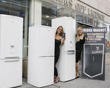 Models Roberta Rowat and Sarah Morrissey launch the new Guinness can ad at Gaynors Off License, Cork Street, Dublin 8