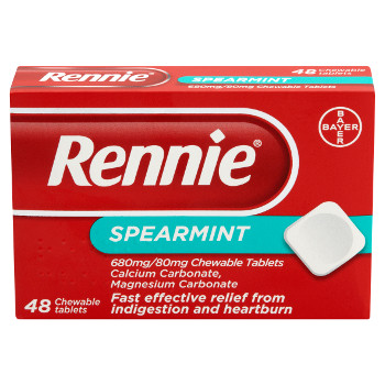 Rennie works by turning acid in the stomach to water and natural substances