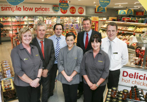Ian Allen, Centra sales director and Kieran Allen, Centra regional manager are given a tour by Barry O'Sullivan, store owner, along with his staff