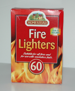 The Homestead fuels range includes two firelighter SKUs, in packs of 30 and 60 firelighters