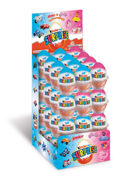 The new range of pink and blue eggs from Kinder Surprise will contain a range of branded toys