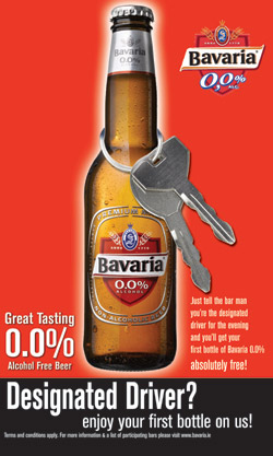 Drivers can claim their first Bavaria 0.0% free in participating bars  