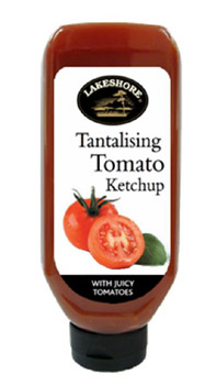 Lakeshore’s Tantalising Tomato Ketchup is available in upside down squeezable bottles, in a range of sizes from 470g size to a 1050g