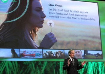 Bord Bia chief executive Aidan Cotter presenting at Bord Bia's ' Our Food Our Future' conference, examining global sustainability