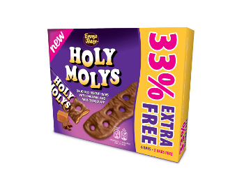 The promotional packs of Holy Molys, with 33% extra free, are available from August 2013