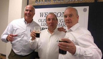 From left: Tim Sheehan, Chief Executive of sponsor L Knife & Co (Great Brewers) with The Porterhouse Group&rsquo;s Liam Laharte and Oliver Hughes at the historic Irish Pubs Global event in Boston which brought together Irish pub owners and managers in the Boston area recently.