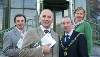 Brewing A Better Future (from left): Heineken Ireland's Corporate Relations Manager Declan Farmer, Heineken Ireland's Managing Director David Forde, the Lord Mayor of Cork Cllr John Buttimer and Heineken's Managerfor Global Sustainable Development Vera Zandbergen  launching the Heineken sustainability report 2011.