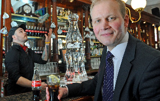 At the launch of The Coca Cola Signature Serve is Coca-Cola Flair Artist Anthony Farrell and Alex Hughes, On-trade Channel Marketing Manager from Coca-Cola.