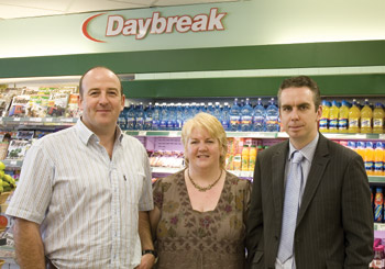 Harry and Barbara Woods, pictured with Colm Dolan, Daybreak territory manager