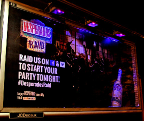 Desperados’ specially-designed posters come to life at night through the use of ultraviolet light.
