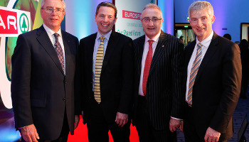 Dr Gordon Campbell, managing director, Spar International; Jerry Twomey, Eurospar Dungarvan and chair of the National Council of Eurospar retailers; Leo Crawford, group chief executive, BWG Group; and Willie O'Byrne, managing director, BWG Foods