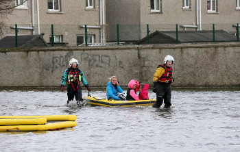 Residents of the Lee estate in Limerick city were transported by boat by the rescue services after flash flooding following last week's storm
