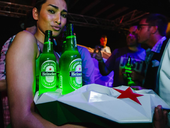 &ldquo;Made up of LEDs, a microprocessor, motion sensor and a wireless network transceiver, the bottles are designed to light up when you drink or clink them. They can also be set to light up in time with the music in a club&rdquo;.