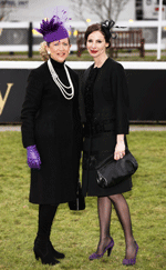 From left: Liz Maher from Carlow, winner of the Best Dressed Lady Competition at the 21st Hennessy Gold Cup at Leopardstown, with Caroline Sleiman from Moët Hennessy.