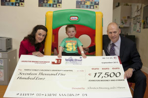 Johnston, Mooney & O’Brien have presented a cheque for €17,500 to Temple Street Children's Hospital