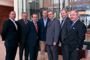 A lot to say: James Burke, retail consultant, David Sands, award winning UK retailer, Stephen O’ Riordain, chief executive, ADM Londis, Sir Ranulph Fiennes, explorer and Matt Cooper, broadcaster and master of ceremonies at the 2010 ADM Londis Retailer Conference