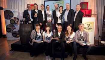 The winning Night Porters! From left: Top Row: Paul Costigan (judge), Nial Molloy (Storehouse),&nbsp;Nick Curtis-Davis (judge), Alan Dempsey (International Supply Centre),&nbsp; Julian Patton (judge), Mary Gately (ISC), Paul Armstrong (judge) and Pat Nolan (judge). Bottom: Becky Crawley (Legal), Orla Brandon(Demand/Customer Marketing), Fergal Murray (brewer), Feodara Heavey (lead Brewer/Operational Excellence, Beer) and Niall Toner (Sunday Times).