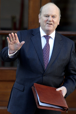 That's enough now: Minister for Finance Michael Noonan presents Budget 2013