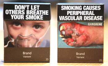 Examples of plain packaging used in Australia