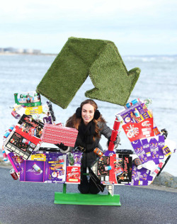 Model Daniella Moyles helps to launch Repak's Christmas campaign at Sandymount Strand Bring Centre