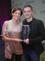 Grand Prix glow - From left: Heineken&rsquo;s Marketing Director Sharon Walsh and Colum O'Hara, Client Manager at Starcom, bask in the reflection of their overall Grand Prix Award for Heineken.
