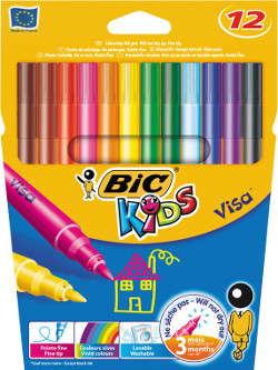 Bic's Kids Visa range of felt tip pens boast a selection of bright colours and can be left uncapped for up to three months without drying out