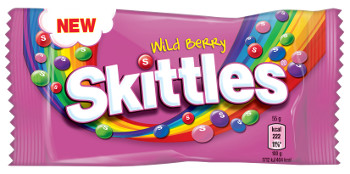 The new Skittles Wild Berry variant is available in 55g single bags and 174g sharing pouch formats