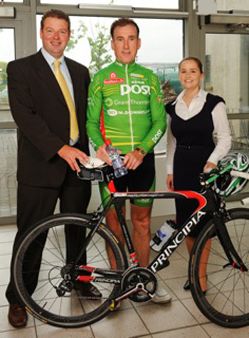 From left: Dermot Ahern with Sean Kelly and Tipperary Water Brand Manager Laura Byrne.