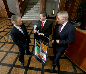 Minister Bruton, John Paul L'Estrange and Eamonn Dawson of Value Nation at the announcement the company is to create 50 new Irish jobs