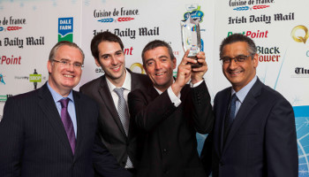 David Coffey, marketing manager, PostPoint; David Vaz, circulation manager, Irish Daily Mail and Brian O'Casey, commercial director, Cuisine de France, present the award for 2013 National Retail Manager to Ger Coughlan, Maxol/Mace, Cork