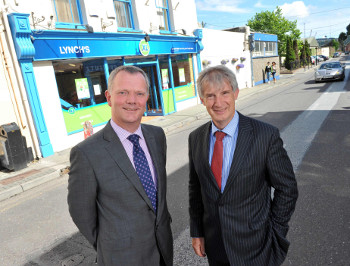 John Moane, managing director, BWG's Wholesale Division and Willie O'Byrne, managing director, BWG Foods outside Lynch's XL Passage West, the latest addition to the XL network