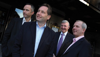L-R: Kenny Neison, incoming strategy director; John Dunsmore, incoming CEO; Tony O’Brien, chairman; and Stephen Glancey, group operations director