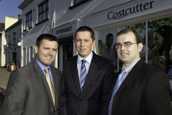 Noel Brady, sales manager, Barry Group, Thomas Moore, owner, Moore’s Costcutter, Michael O’Shea, manager, Moore’s Costcutter store