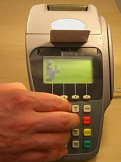 Never allow a customer to override the pin security system when using credit or debit cards