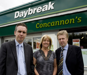(L–R): Colm Dolan, Daybreak territory manager, Catriona Concannon and Padraig Concannon
