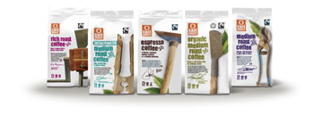 The re-designed Cafédirect’s range pictures authentic tools used by growers