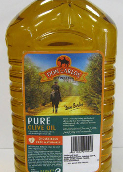 Don Carlos Olive Oil is available in 5L bottles of both Pure and Extra Virgin