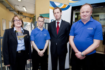 All smile: Station master, Cecily Napier, Keith Browne, Barry Andrews and Mark Casey