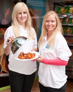 Sarah Lowe and Emma Murphy show off some Moy Park fare