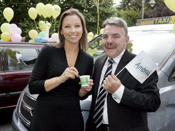 Karen Higgins, Ambrosia, and Tom Colgan, event organiser and member of the Dublin Taxi Drivers