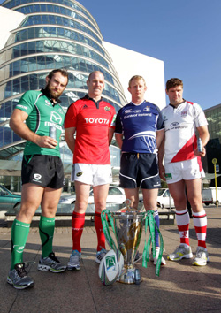 John Muldoon, Paul O’Connell, Leo Cullen and Johan Muller at the offical launch of the Heineken Cup partnership with Dove Men+Care