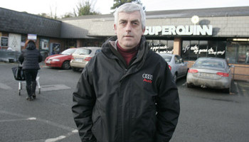 Butcher Robert Sheridan outside the Superquinn store in Naas in County Kildare, which is due to close with the loss of over 100 jobs. Mr. Sheridan, who is from Naas, has 29 years service at the store.