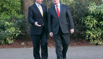 I&rsquo;m the boss, okay: New Taoiseach Enda Kenny speaks with Labour leader Eamon Gilmore